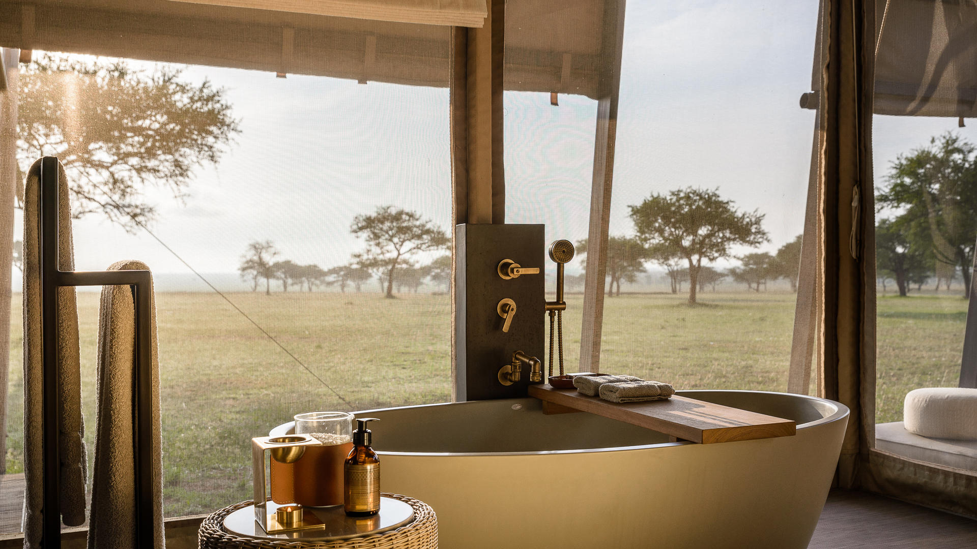 Singita sabora tented suite bathroom view