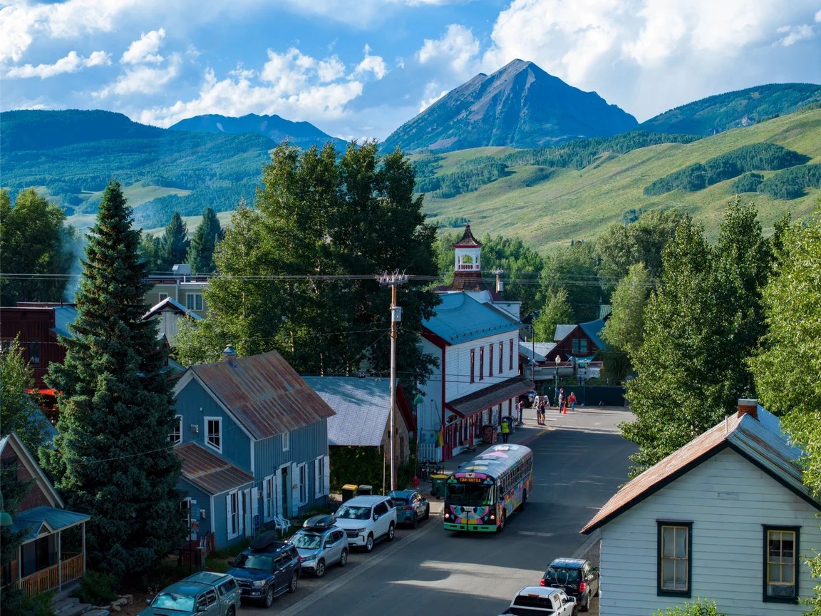 aerial creste butte town colorado