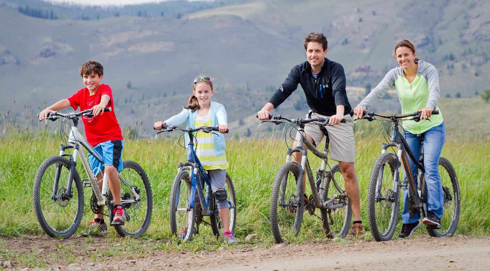 family on bikes